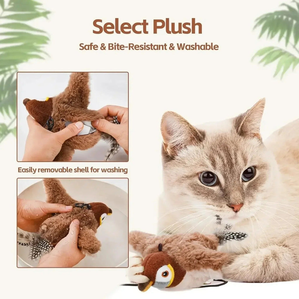 Bird Chase interactieve kattenspeelgoed realistische tjilpende vogel voor binnenjachtplezier