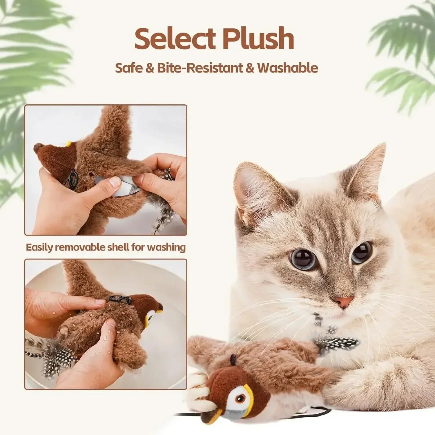 Bird Chase interactieve kattenspeelgoed realistische tjilpende vogel voor binnenjachtplezier