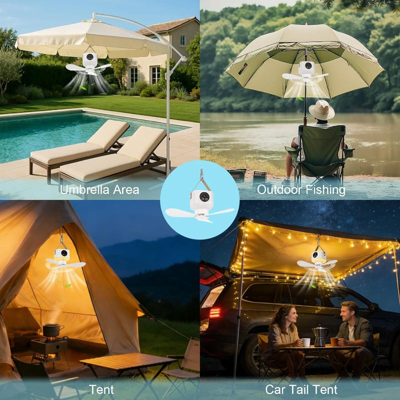 Genopladelig campingventilator