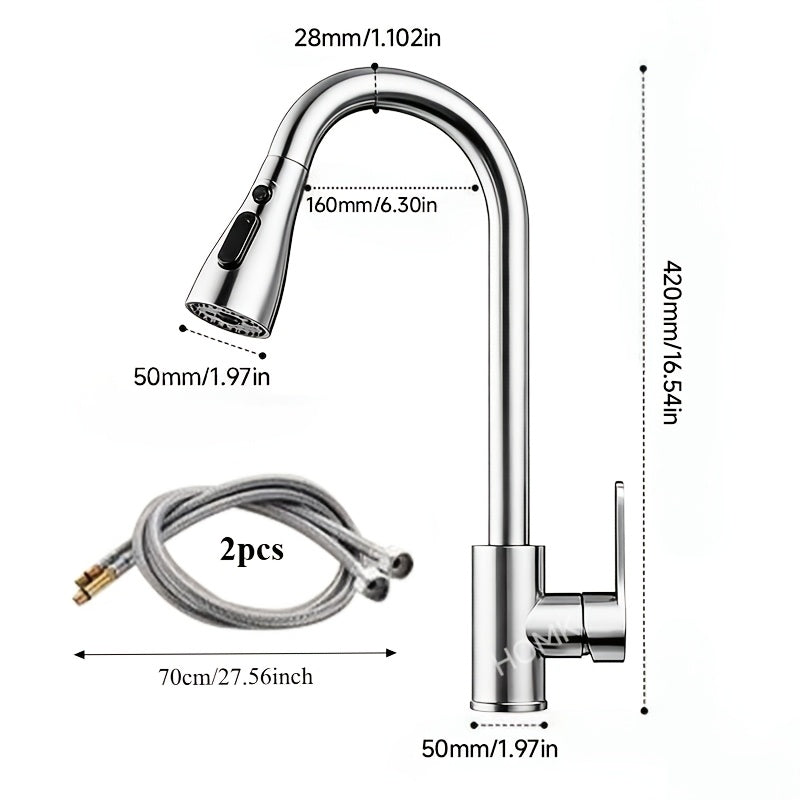 Pull Out Sink Faucet with Flexible Spray Settings