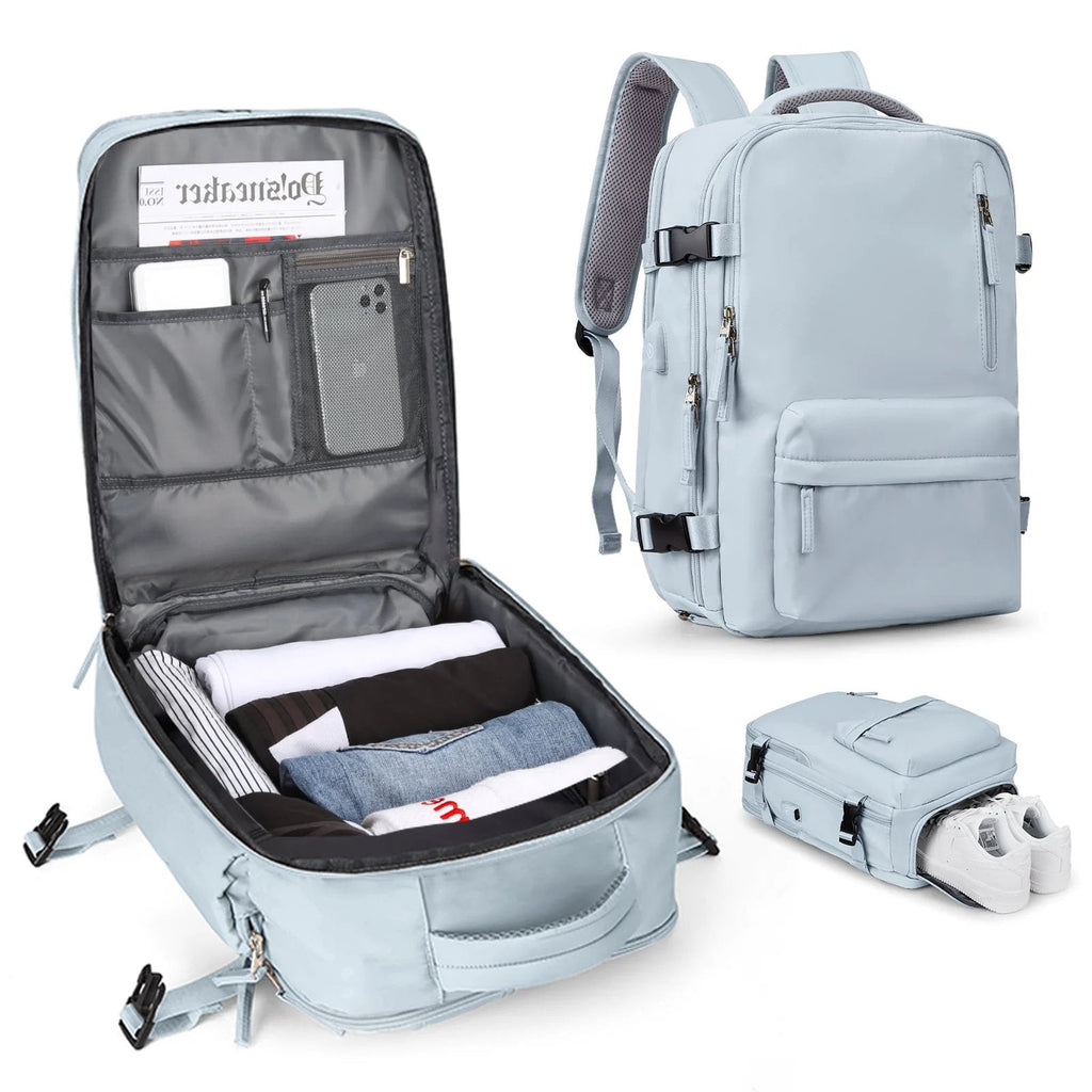 Sac à dos de voyage étanche 35L pour femme, randonnée, avec port USB