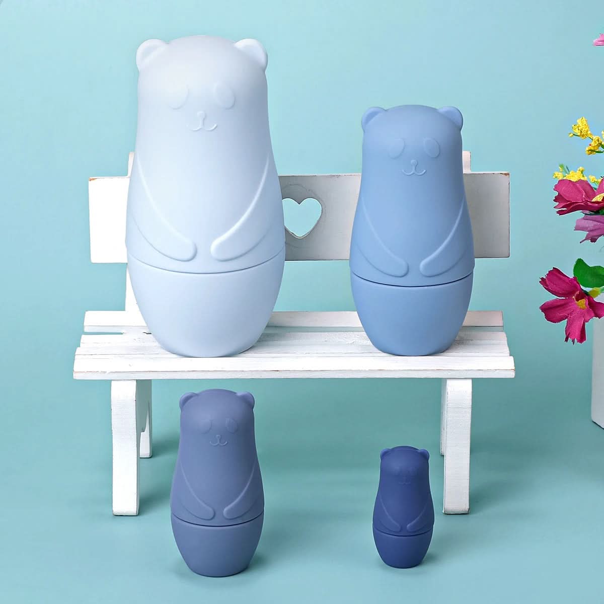 BrightNest Stackable Silicone Nesting Dolls for Fine Motor Skills