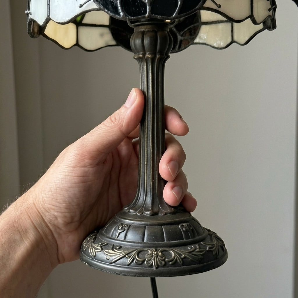 Bordlampe med glasmosaik
