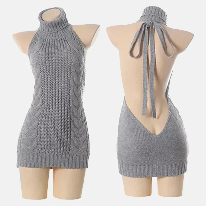 Daring Backless Off-Shoulder Knit Sweater For Bold Head-Turning Look