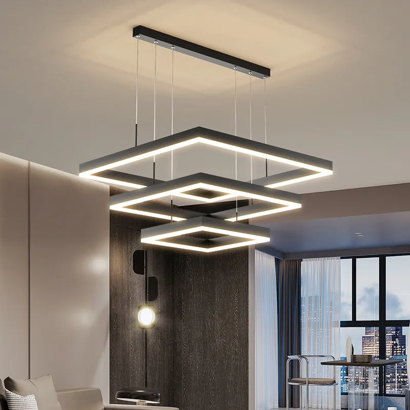 Nova Square LED Chandelier for Modern Living Room Lighting