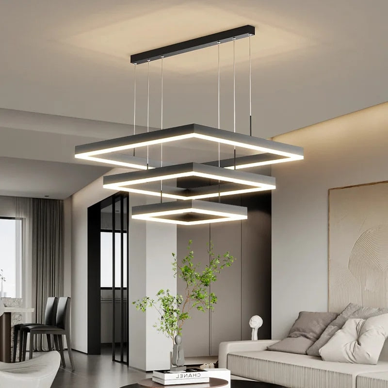 Nova Square LED Chandelier for Modern Living Room Lighting