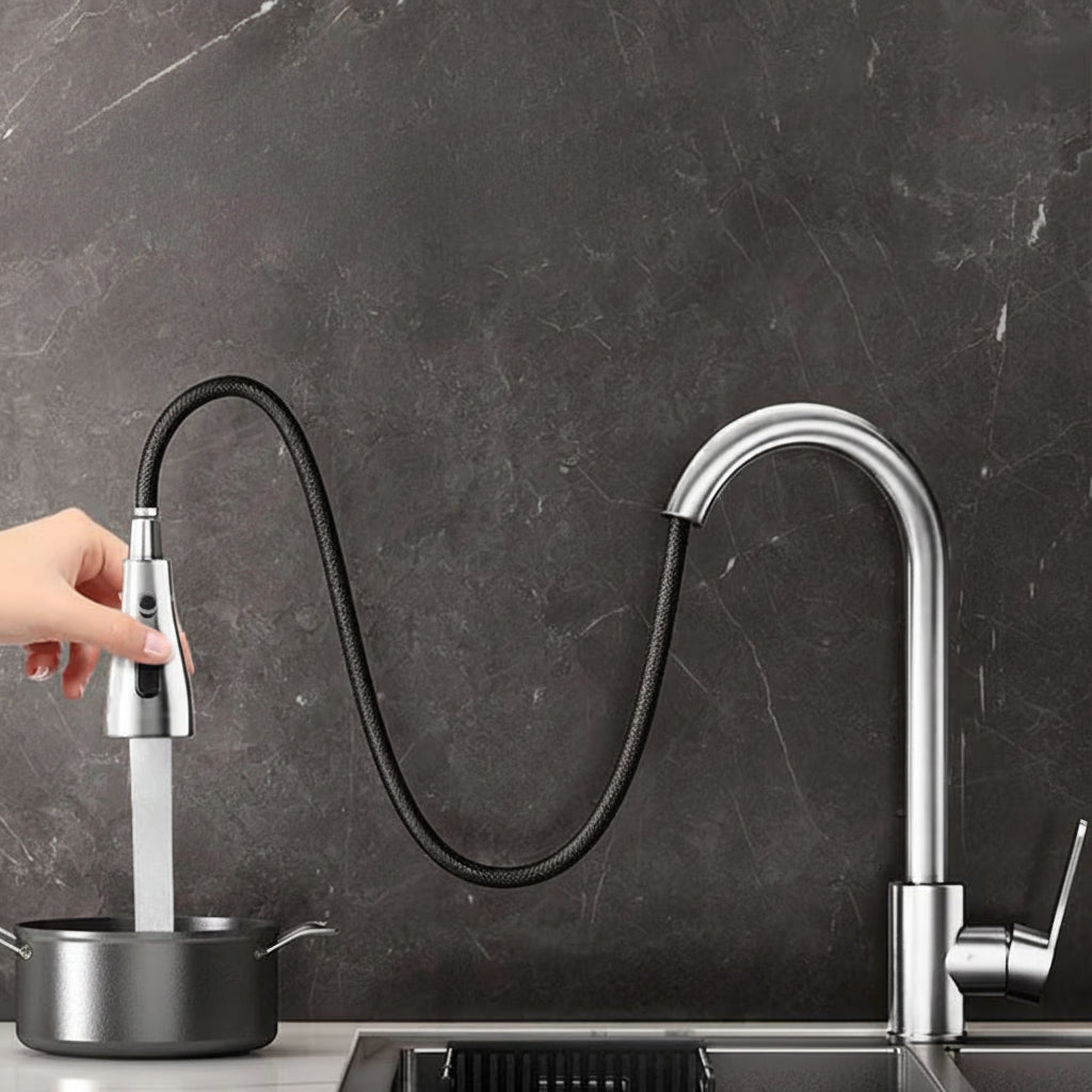 Pull Out Sink Faucet with Flexible Spray Settings