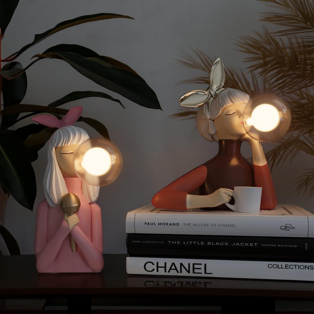 Bubble Girls Cartoon Nightlight Statue Lamp Collection For Playful Home Decor