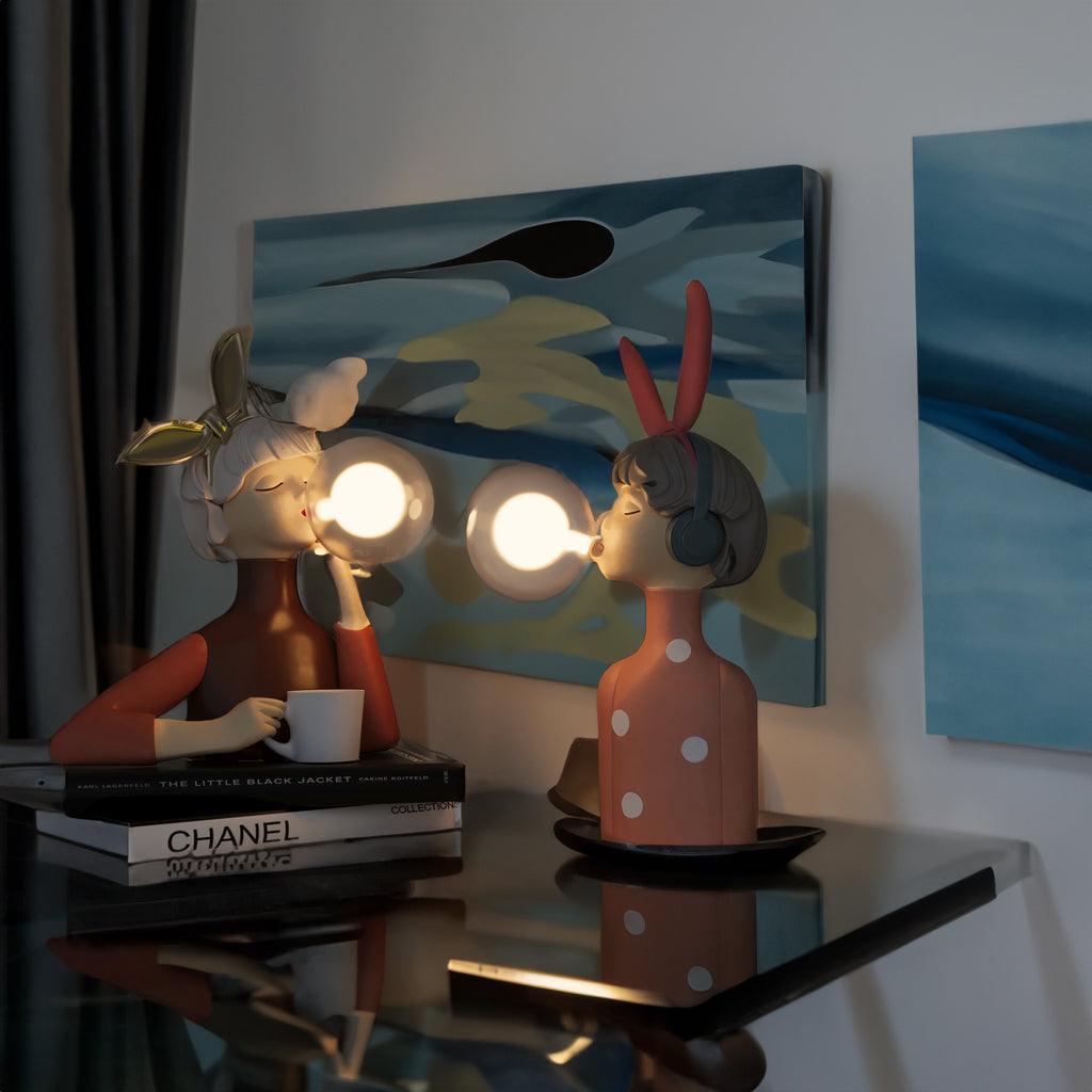 Bubble Girls Cartoon Nightlight Statue Lamp Collection For Playful Home Decor