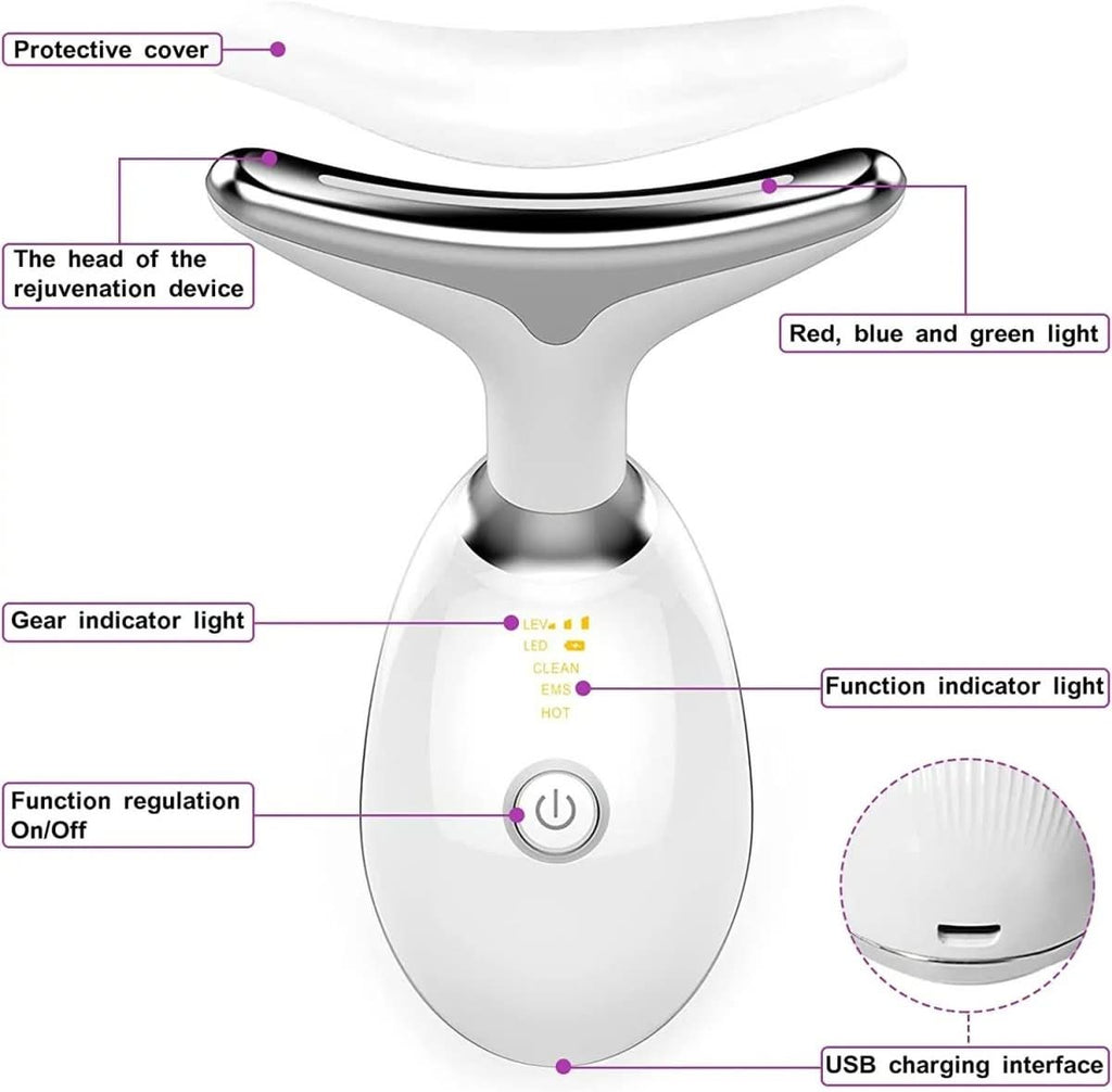 LumaGlow Drei-in-Eins-Gesichtsmassagegerät mit Lichttherapie, Vibration und Wärme