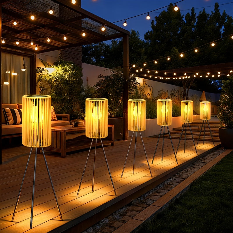 Handwoven Solar Floor Lamp