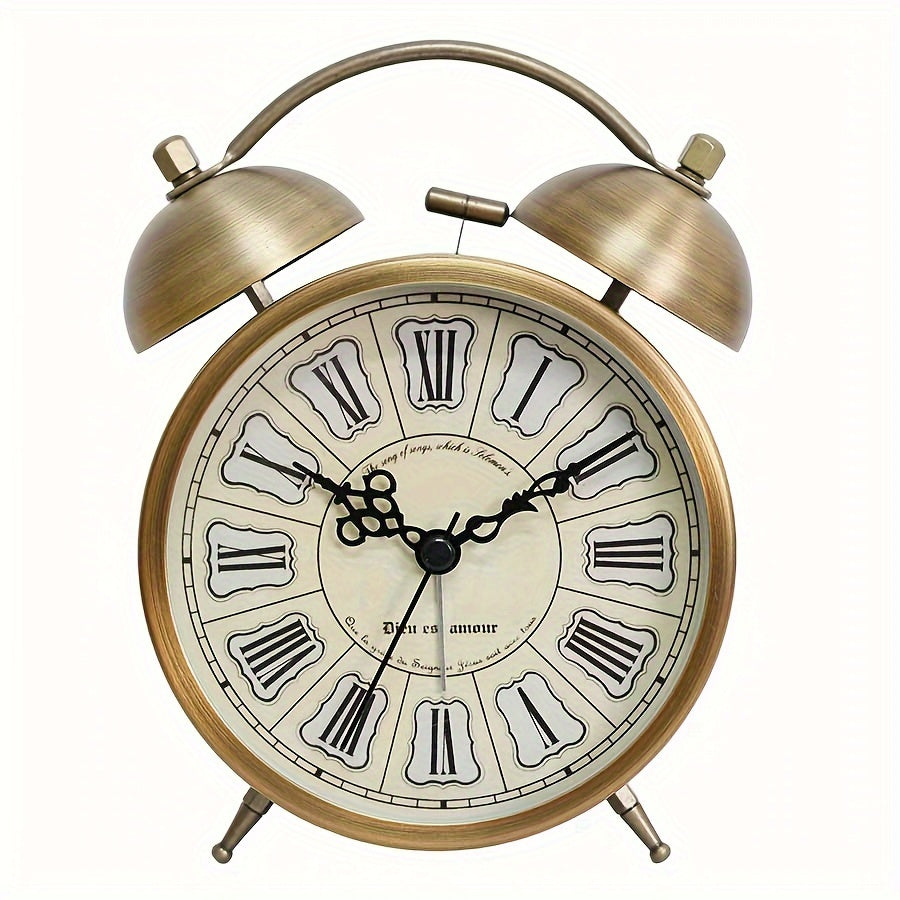 Scandinavian vintage luminous twin bell alarm clock with classic metal design
