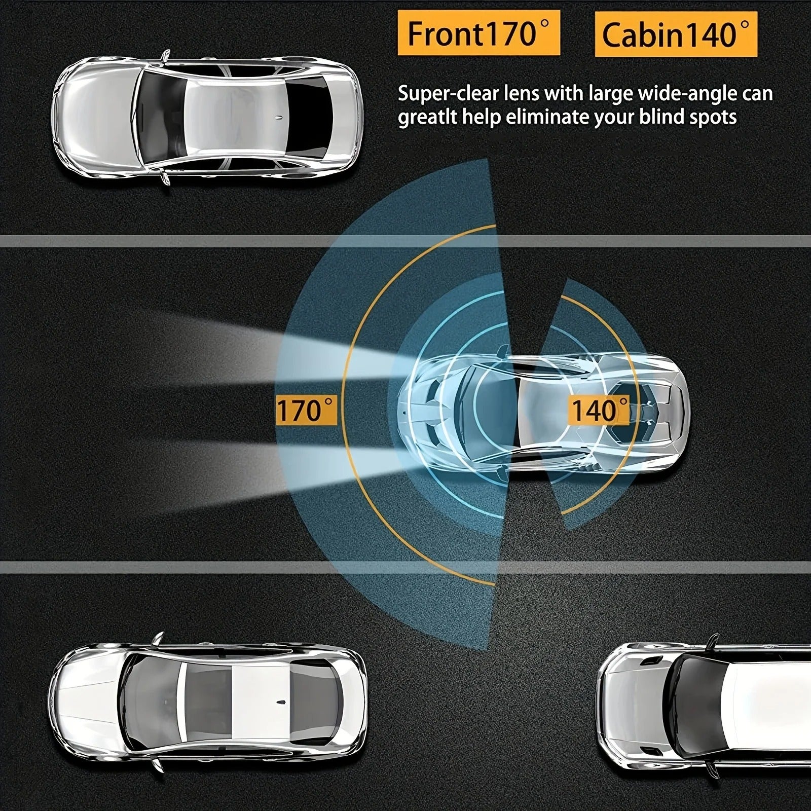 1080P WiFi Dual Dash Cam With Front and Interior IR Night Vision and Loop Recording | Fervei