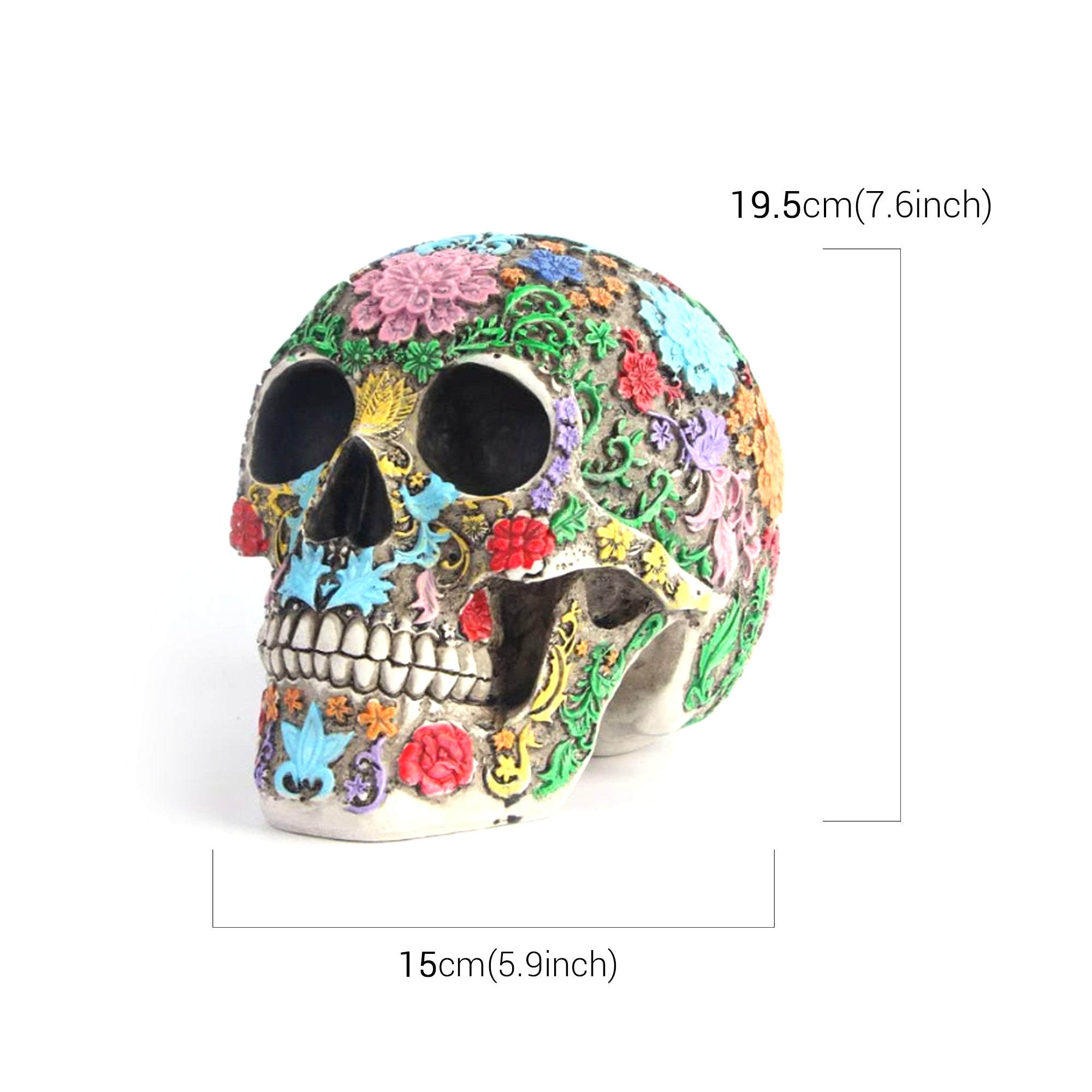 A halottak napja Calaveras De Azúcar koponya szobor otthoni dekorációhoz és örökséghez
