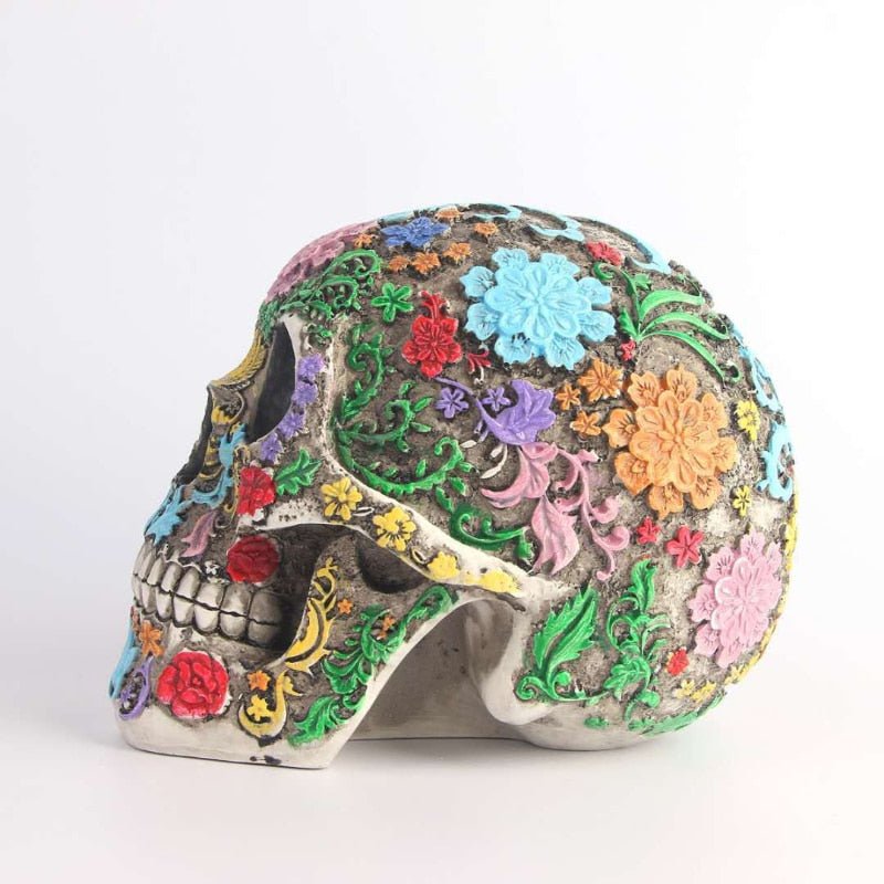 A halottak napja Calaveras De Azúcar koponya szobor otthoni dekorációhoz és örökséghez