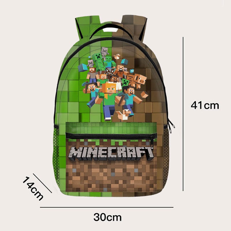 BlockPlay Pixel Style Backpack For Minecraft Fans And Kids School Bag