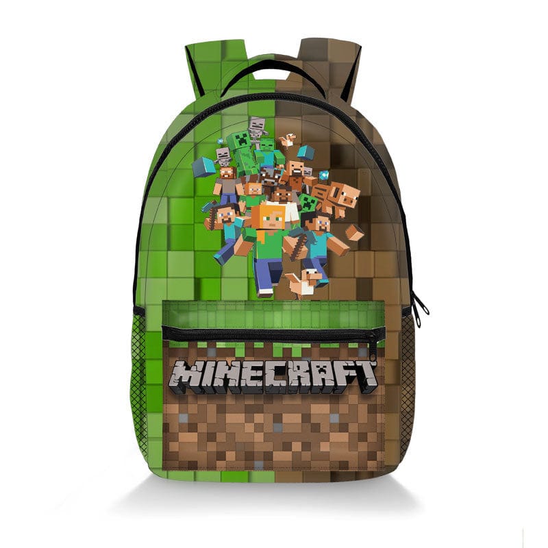 BlockPlay Pixel Style Backpack For Minecraft Fans And Kids School Bag