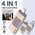 כונן פלאש USB 4 ב-1 לסמארטפון וטאבלט USB-A, USB-C, מיקרו-USB, לייטנינג