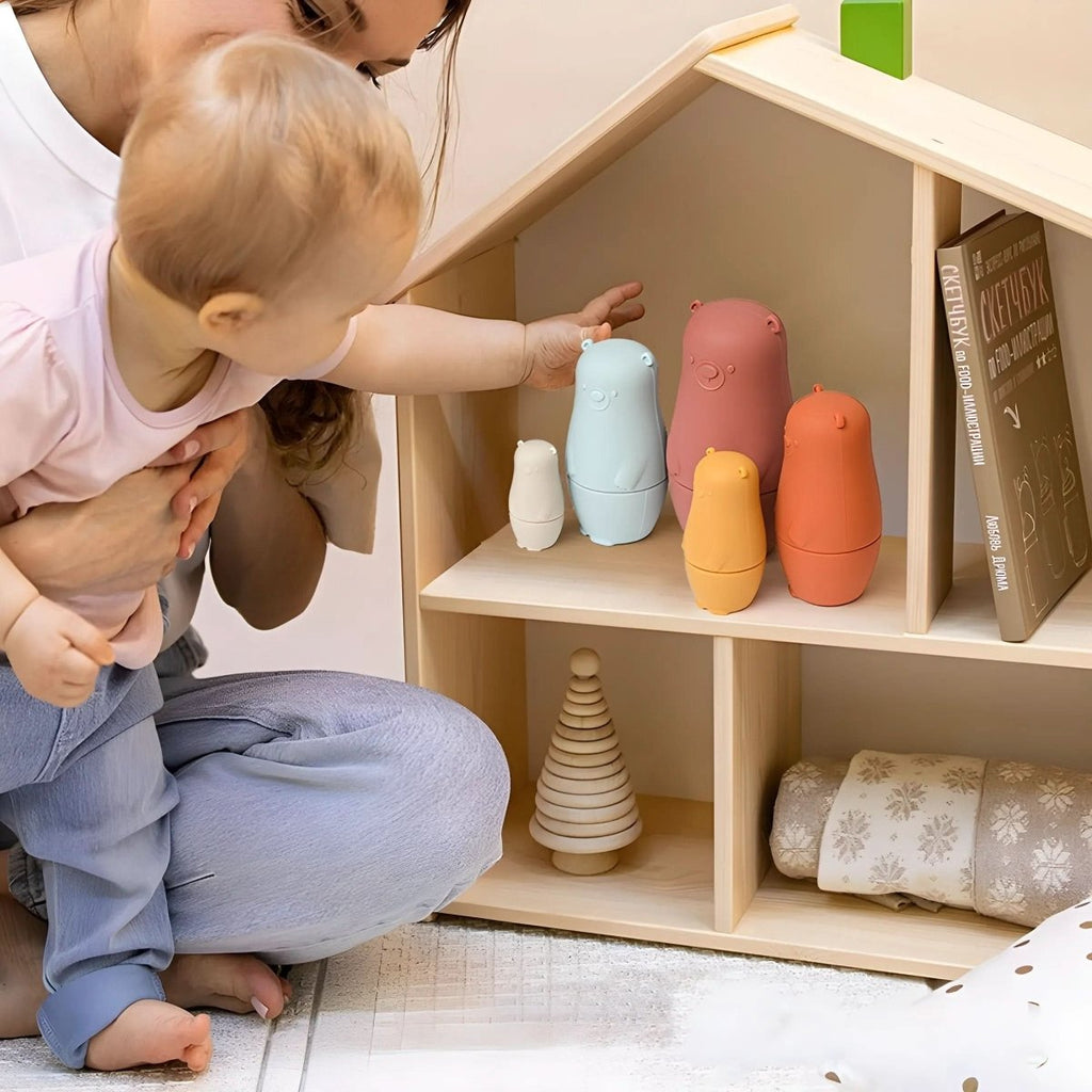 BrightNest Stackable Silicone Nesting Dolls for Fine Motor Skills
