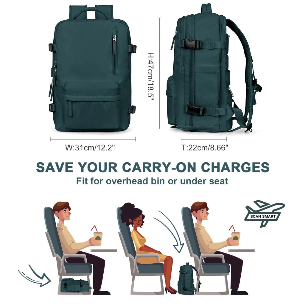 Sac à dos de voyage étanche 35L pour femme, randonnée, avec port USB