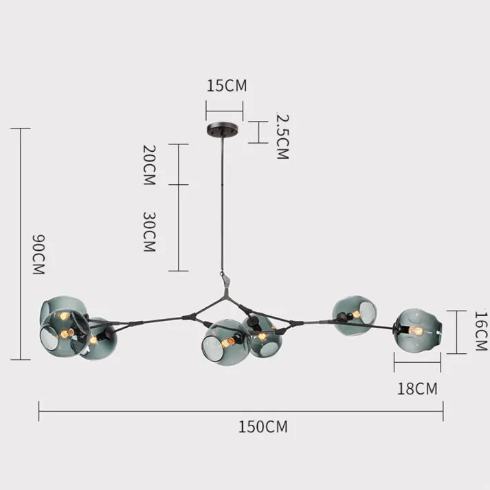 Lampada a sospensione BubbleLight Sputnik con bolle di vetro