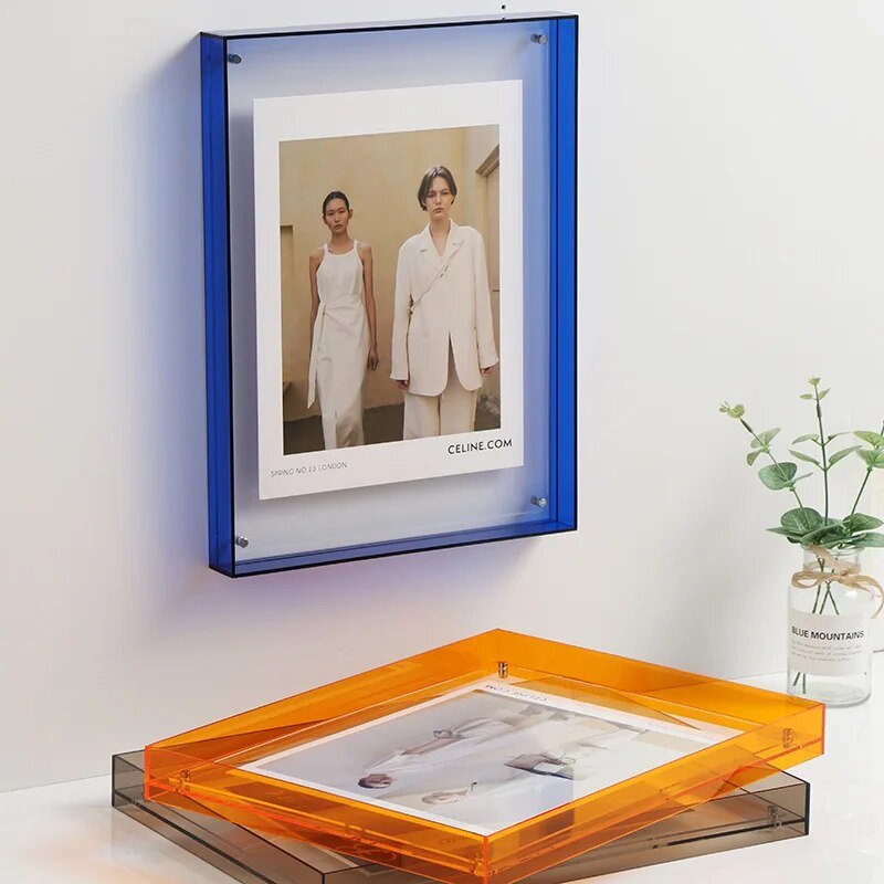 Coloured See Through Acrylic Photo Frame For Walls Or Desks