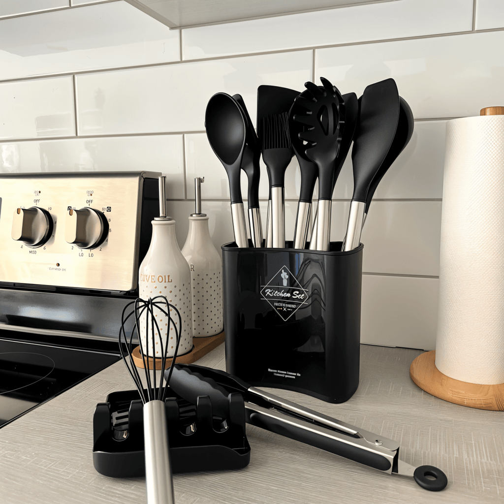 طقم أدوات طهي سيليكون مكون من 12 قطعة من MealMaker للطهي غير اللاصق