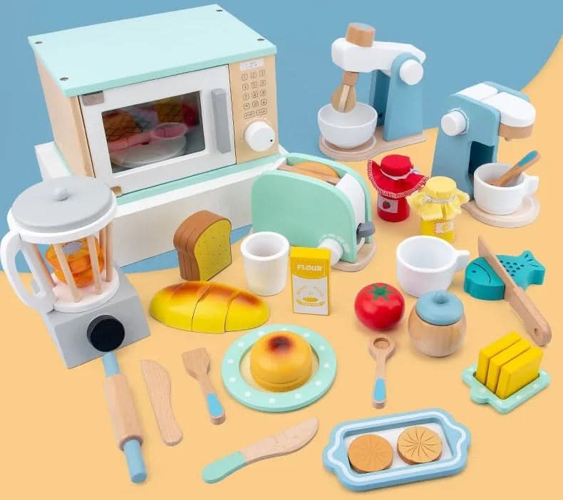 TinyChef Wooden Kitchen Set For Little Chefs Realistic Play Set