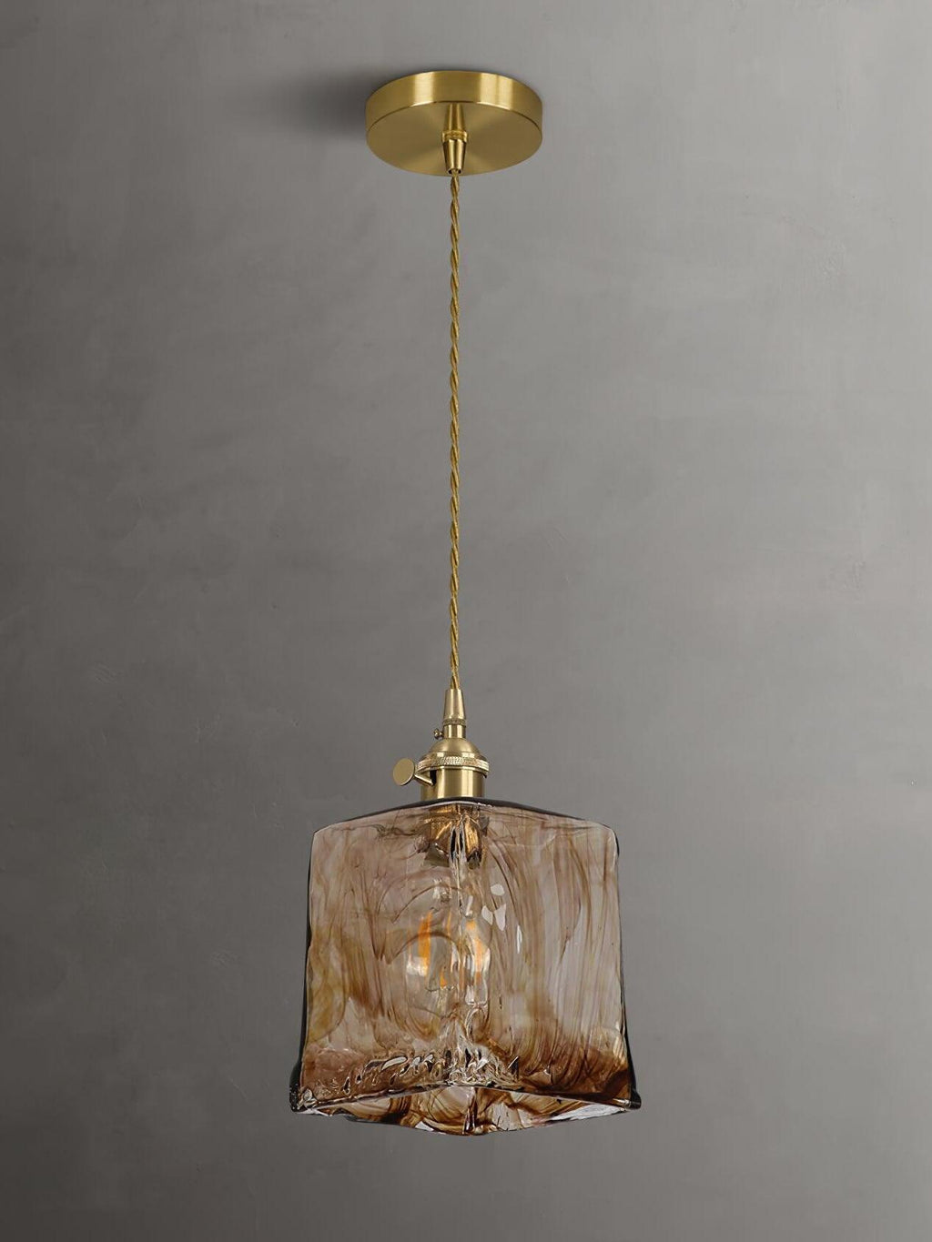 Corvin Brass And Amber Glass Pendant Light