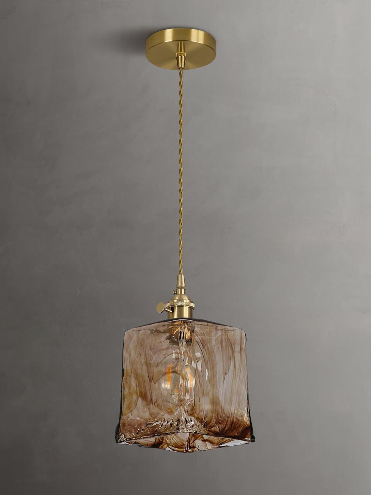 Corvin Brass And Amber Glass Pendant Light