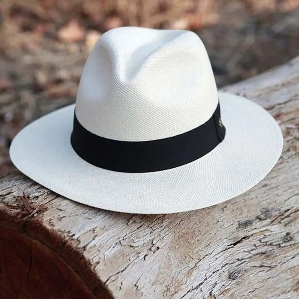 Genuine Ecuadorian Panama Hat With Classic Hatband For Timeless Outdoor Style