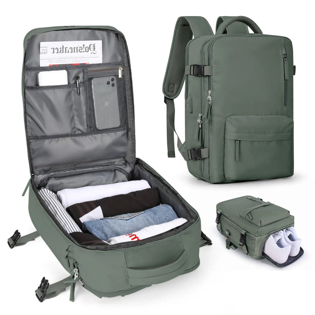 Sac à dos de voyage étanche 35L pour femme, randonnée, avec port USB