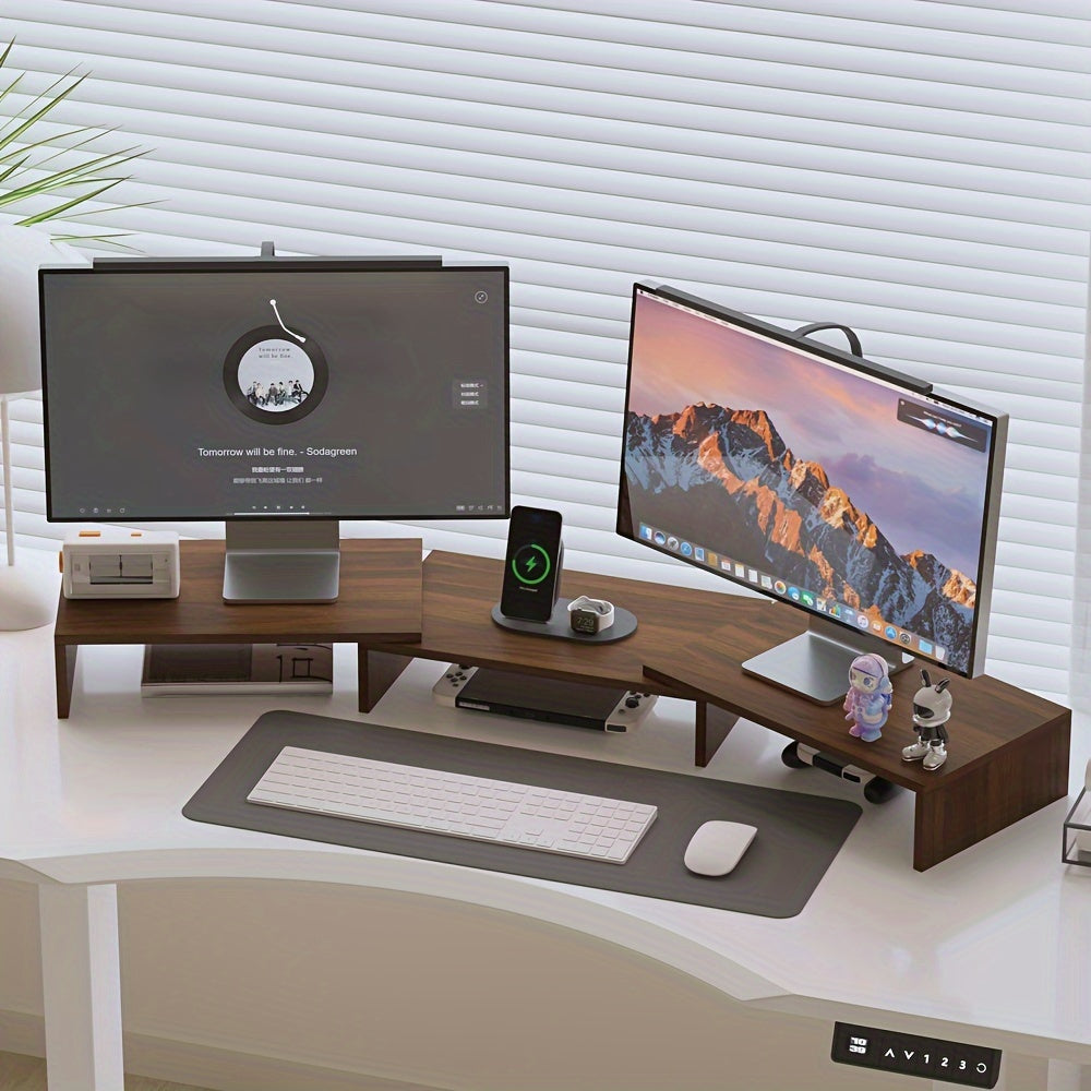 Verstellbare Doppel-Monitorhalterung mit Laptop-Ablage und Arbeitsplatz-Organizer für ergonomische Produktivität