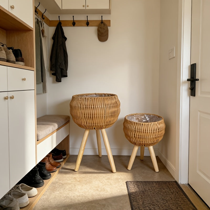 Boho kurv plantekasse sett for innendørs grøntstyling