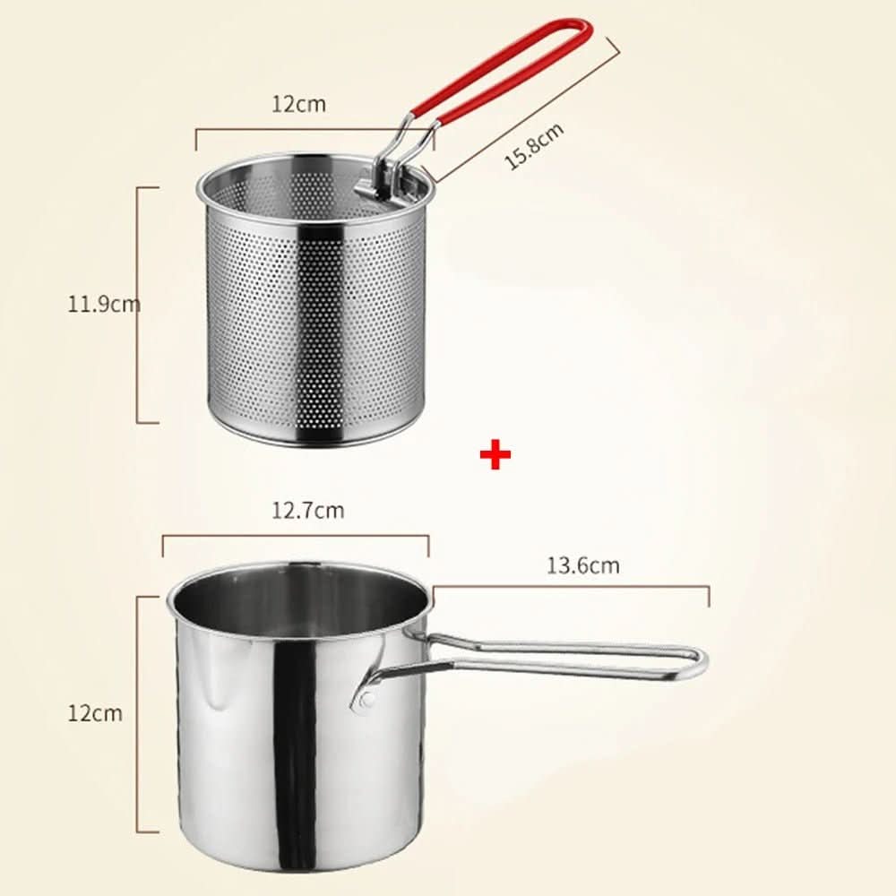 Fritadeira Profunda CrispEase em Aço Inoxidável com Cabo Antitérmico e Design de Economia de Óleo