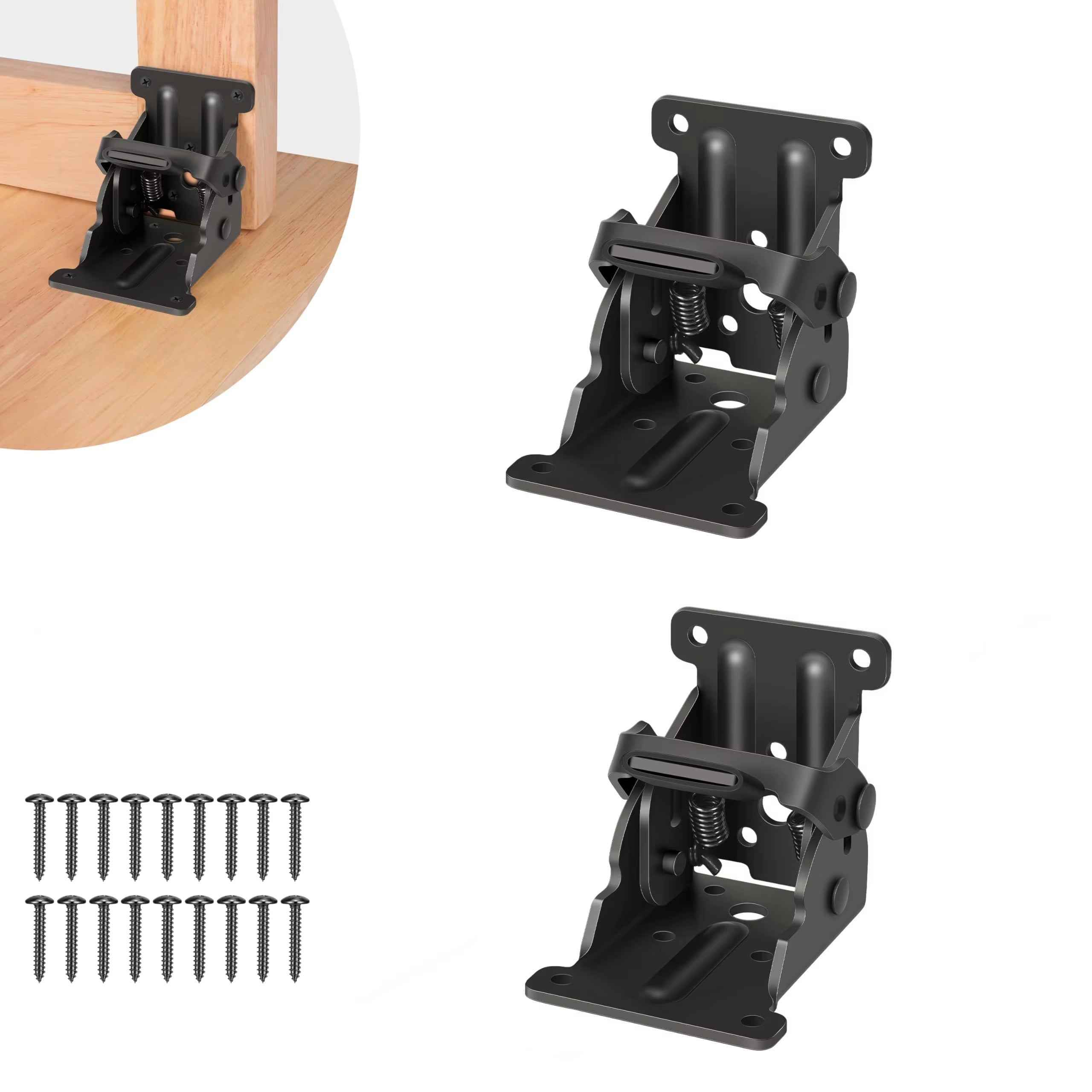 Steel Folding Table Hinges With Self-Locking, 225 Kg Capacity, 90 Degree Mount, 2-Pack