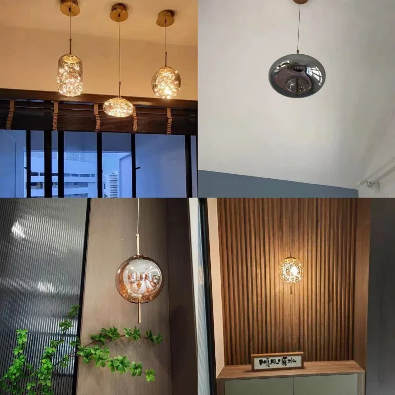 LunaNova Smoke Glass Pendant Light With Star Glow Effect