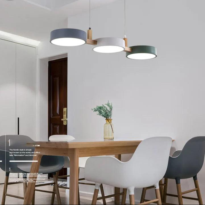 NovaLeaf Wood Disk LED Pendant Light for Modern Spaces