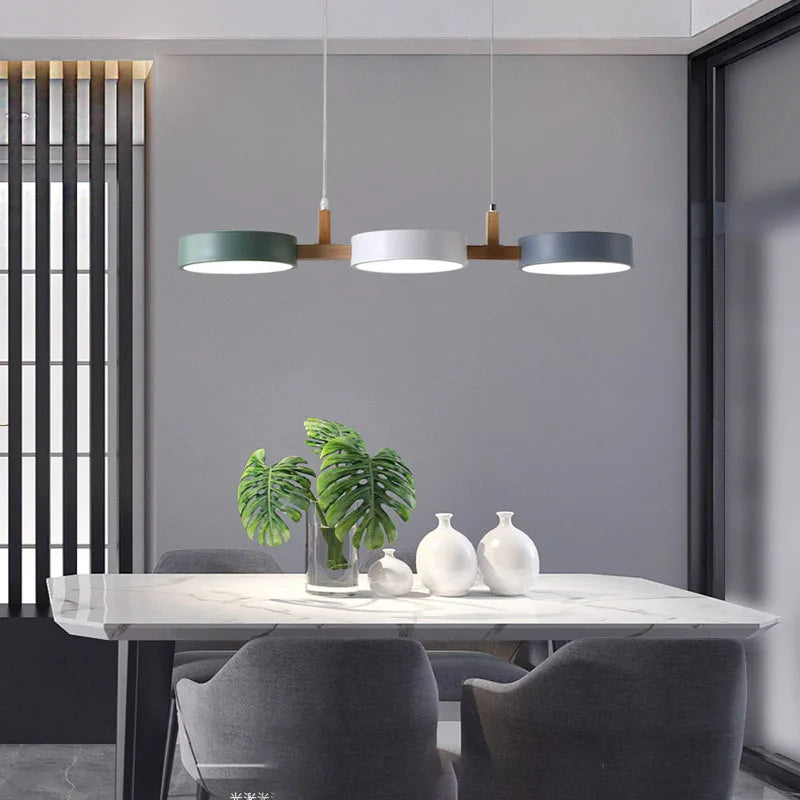 NovaLeaf Wood Disk LED Pendant Light for Modern Spaces