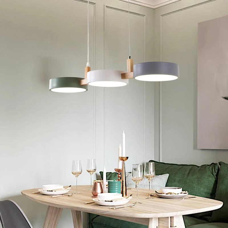 NovaLeaf Wood Disk LED Pendant Light for Modern Spaces