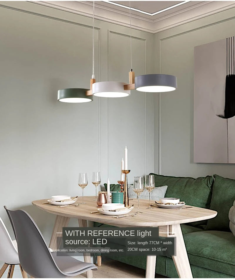 NovaLeaf Wood Disk LED Pendant Light for Modern Spaces
