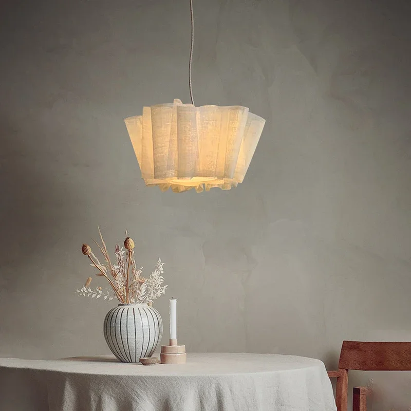 Aurelle Linen Pleated LED Ceiling Light For Modern Spaces