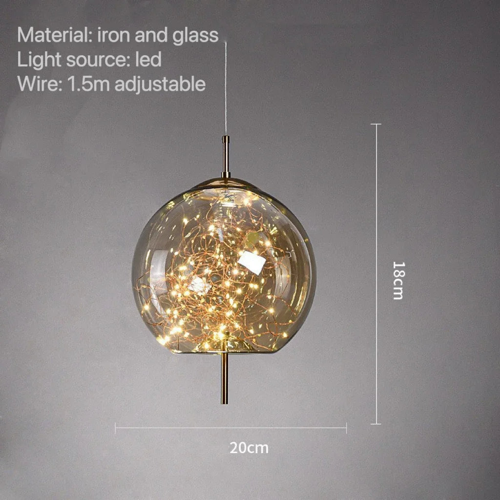 LunaNova Smoke Glass Pendant Light With Star Glow Effect