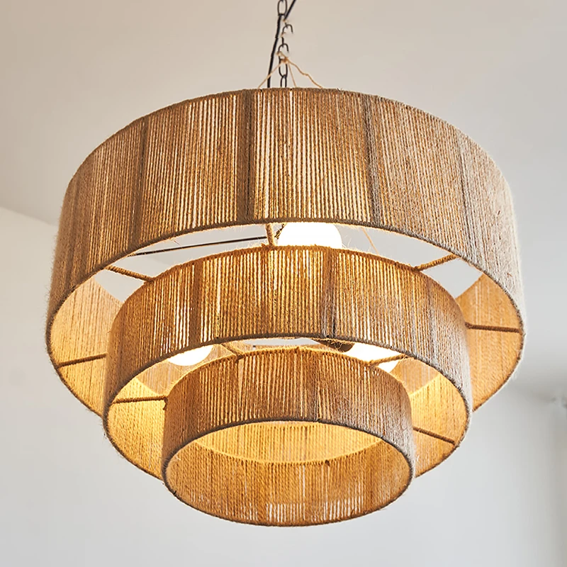 RattanAura Stropní Světlo Ručně Tkaná Boho Závěsná Lampa