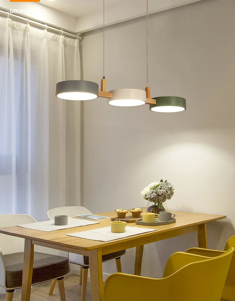NovaLeaf Wood Disk LED Pendant Light for Modern Spaces