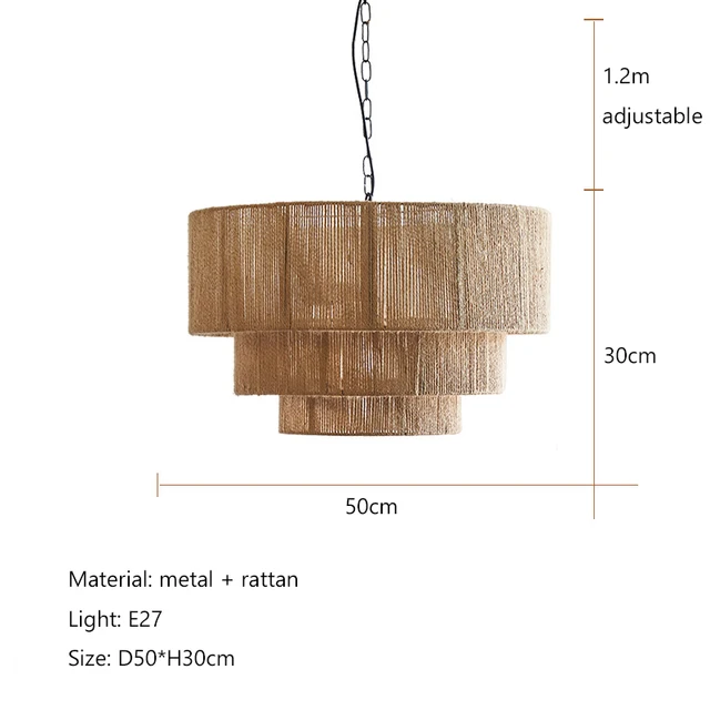 RattanAura Stropní Světlo Ručně Tkaná Boho Závěsná Lampa