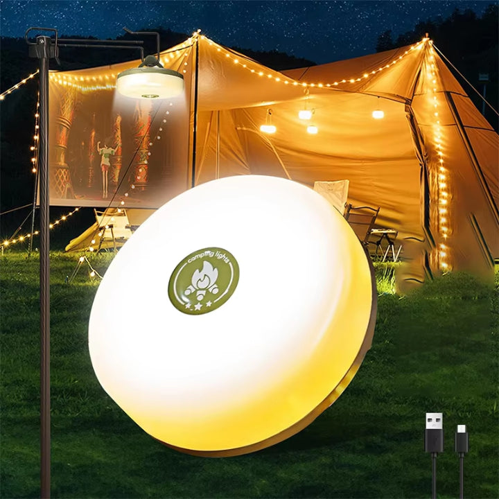 4-in-1 Campinglaterne mit LED-RGB-Lichterkette, 10 m, 2000 mAh Powerbank, IPX4