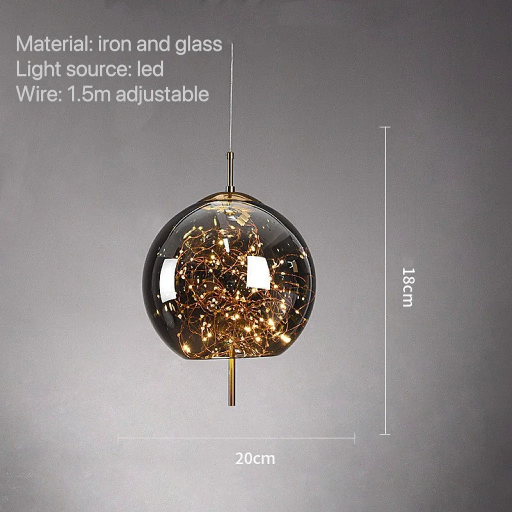 LunaNova Smoke Glass Pendant Light With Star Glow Effect