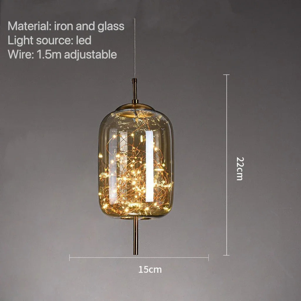 LunaNova Smoke Glass Pendant Light With Star Glow Effect
