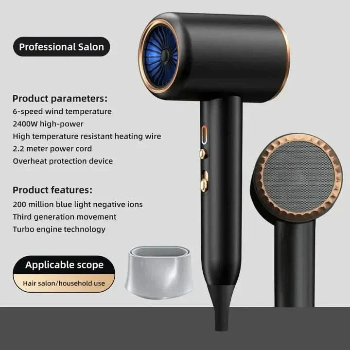 Uscător de păr LumaPro 2400W cu tehnologie cu ioni și design elegant pentru toate tipurile de păr